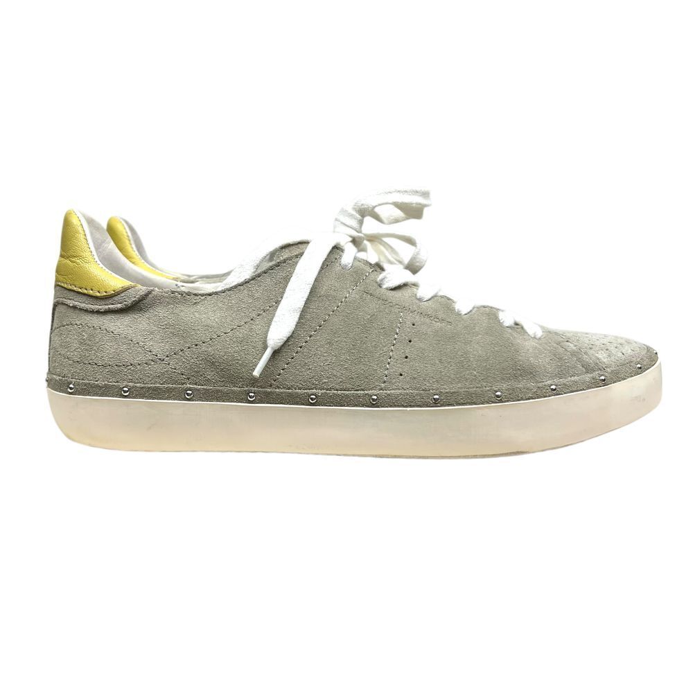 Rebecca Minkoff Women Michell Sneaker Perforated Vamp Suede Studded Taupe Size 8